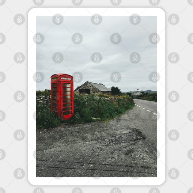 Old-Fashioned Red Phone Booth in British Countryside Sticker by visualspectrum